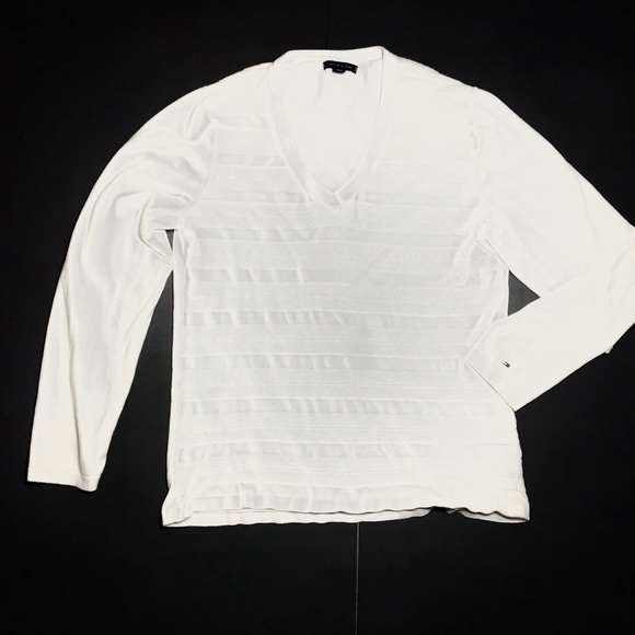 Tommy Hilfiger Sweaters - Tommy Hilfiger V Neck Off White Sweater Sz L